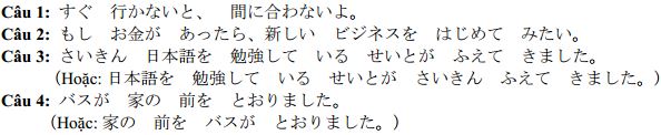 Đáp án - Đề thi chính thức THPT Quốc gia môn Tiếng Nhật năm 2016