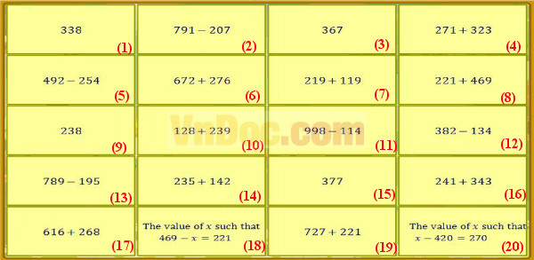Đề thi violympic toán tiếng anh lớp 3 vòng 2
