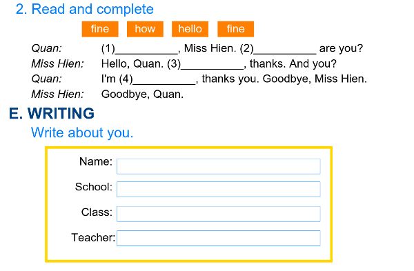Ôn tập Tiếng Anh lớp 3