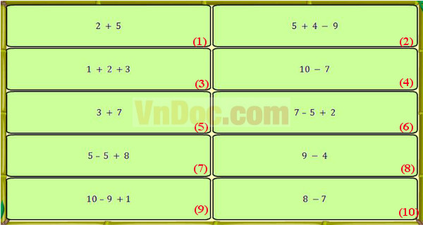 Đề thi violympic toán lớp 1 vòng 10