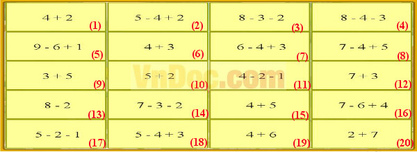 Đề thi violympic toán lớp 1 vòng 9