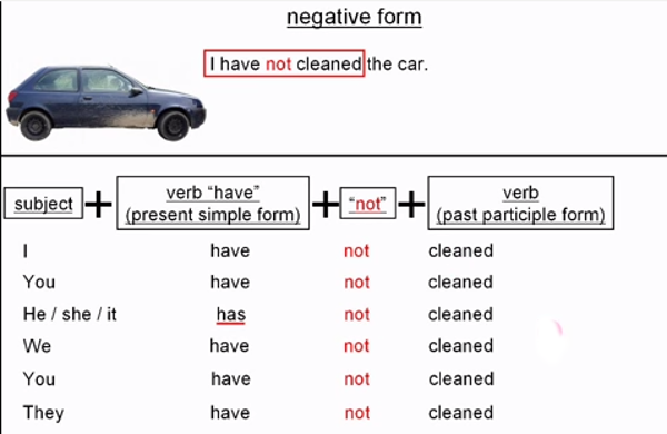 Thì hiện tại hoàn thành dạng phủ định 