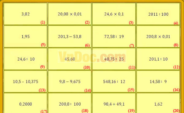 Đề thi Violympic Toán lớp 5 vòng 8