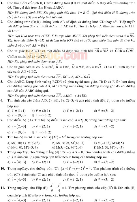 Lý thuyết và bài tập Hình học 11 chương 1: Phép dời hình và phép đồng dạng trong mặt phẳng Lý thuyết và bài tập Hình học 11 chương 1: Phép dời hình và phép đồng dạng trong mặt phẳng