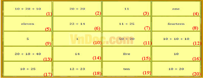 Đề thi violympic toán tiếng anh lớp 2 vòng 1 Đề thi violympic toán tiếng anh lớp 2 vòng 1