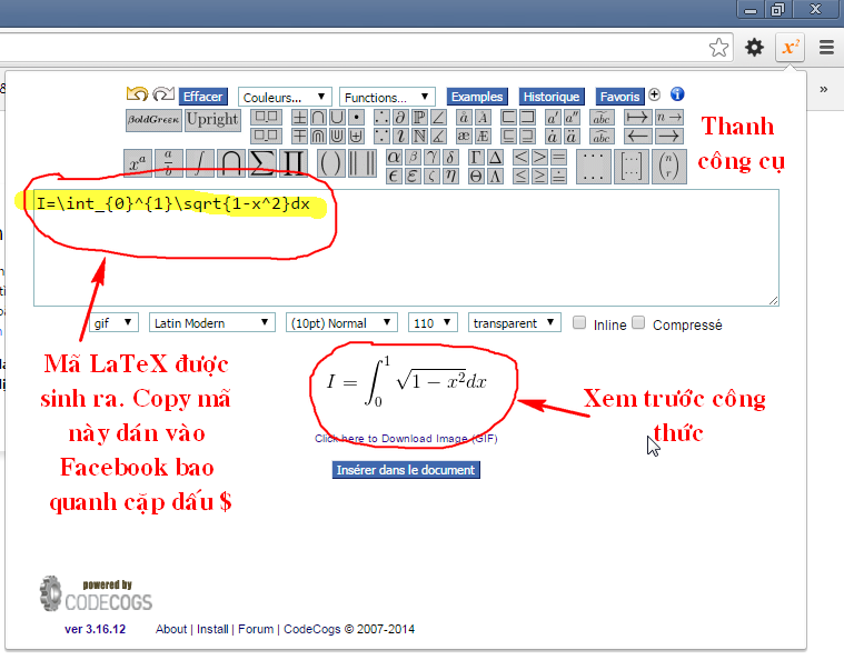 Cách gõ công thức toán học lên facebook 