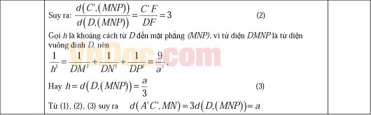 Đáp án đề thi khảo sát chất lượng đầu năm môn Toán lớp 12 trường THPT Chuyên Đại học Vinh năm học 2013 - 2014 Đáp án đề thi khảo sát chất lượng đầu năm môn Toán lớp 12 trường THPT Chuyên Đại học Vinh năm học 2013 - 2014