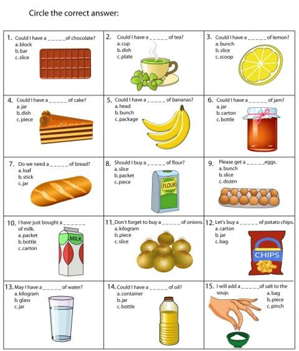 Food Quantities flashcards