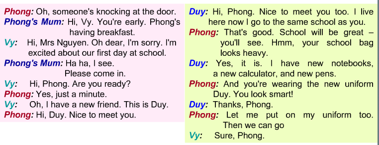 Bài tập Tiếng Anh lớp 6 Unit 1: My New School - Getting Started