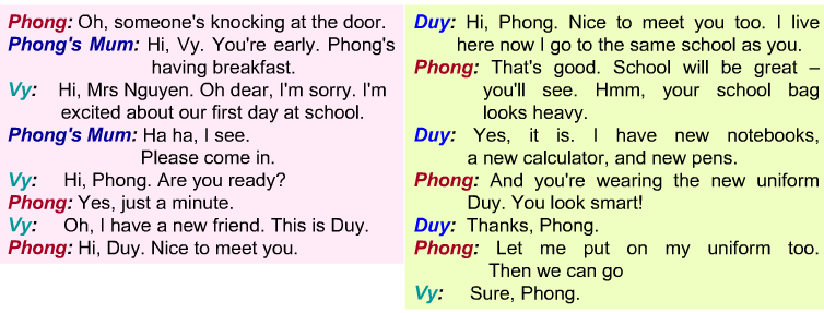 Bài tập Tiếng Anh lớp 6 Unit 1: My New School - Getting Started câu 2