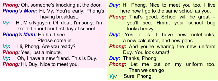 Bài tập Tiếng Anh lớp 6 chương trình mới Unit 1: My New School - Getting Started câu 3