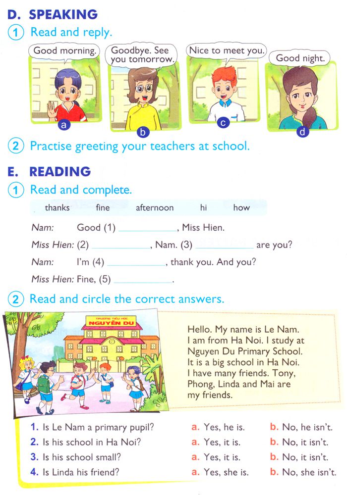 Tiếng Anh lớp 4 Chương trình mới Unit 1: Nice to see you again Bài tập Tiếng Anh lớp 4 Chương trình mới