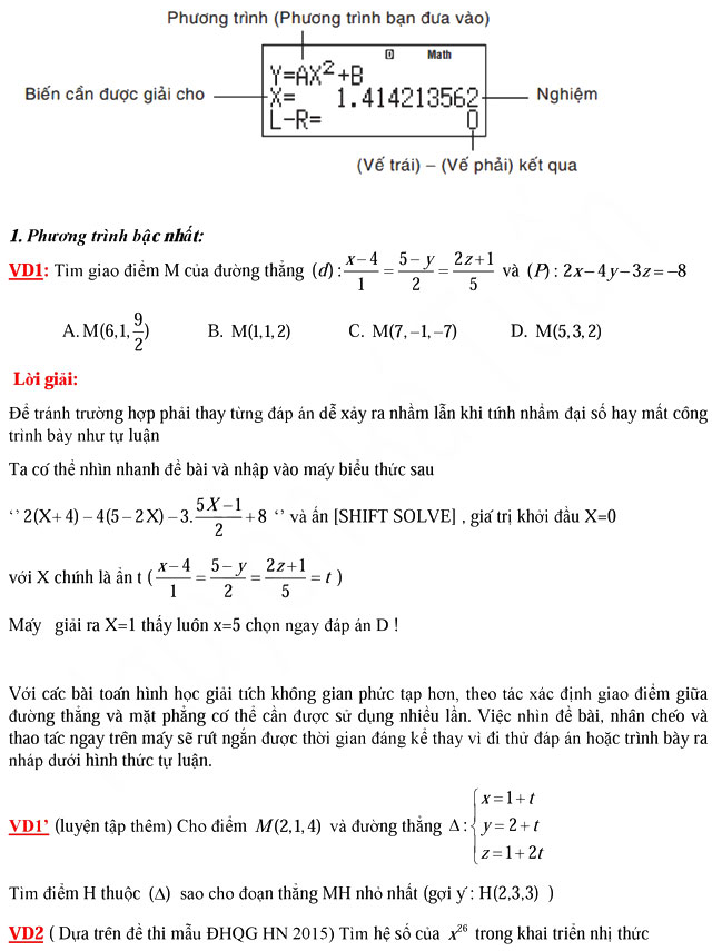 Ứng dụng máy tính bỏ túi trong giải toán