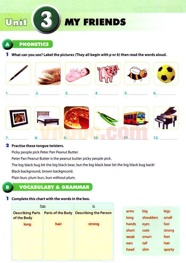 Bài tập tự luận Tiếng Anh lớp 6 Unit 3 có đáp án Bài tập tự luận Tiếng Anh lớp 6 Unit 3