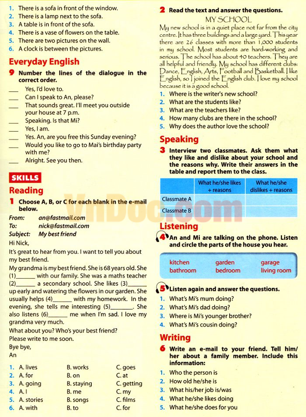 Bài tập Tiếng Anh lớp 6 Chương trình mới Unit 1, 2, 3