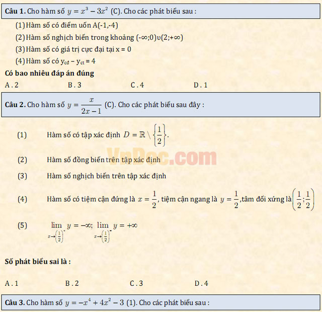 Đề thi thử THPT Quốc gia năm 2017 môn Toán trắc nghiệm - Đề số 1