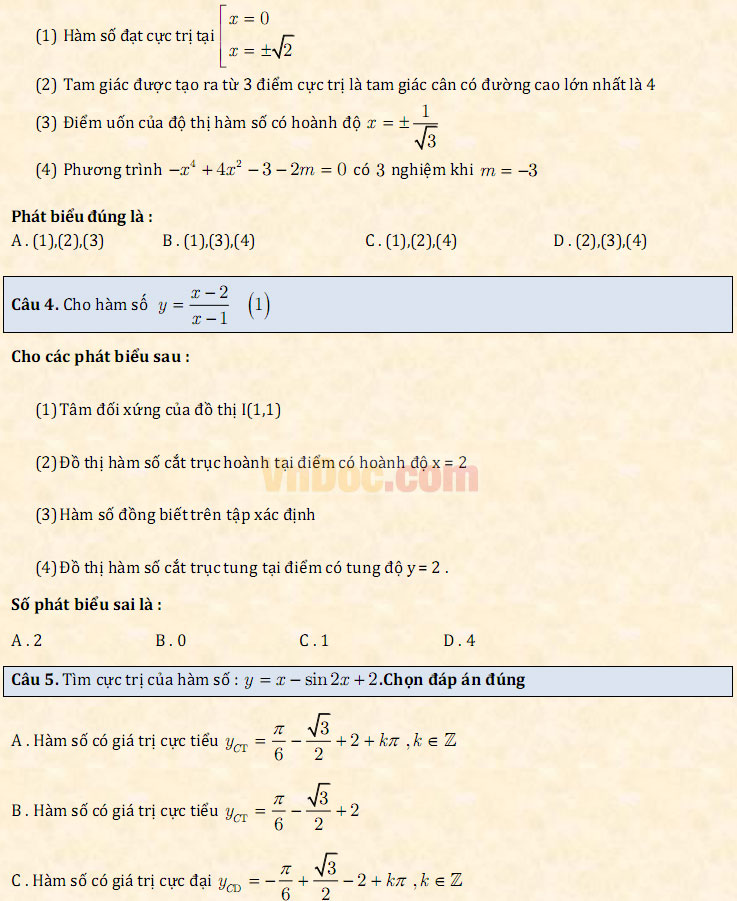 Đề thi thử THPT Quốc gia năm 2017 môn Toán trắc nghiệm - Đề số 1