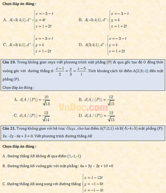 Đề thi thử THPT Quốc gia năm 2017 môn Toán trắc nghiệm - Đề số 1