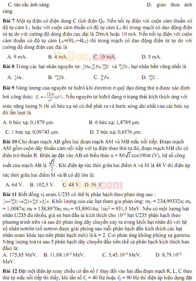 Đề thi thử THPT Quốc gia năm 2017 bài thi Khoa học tự nhiên - Đề số 1