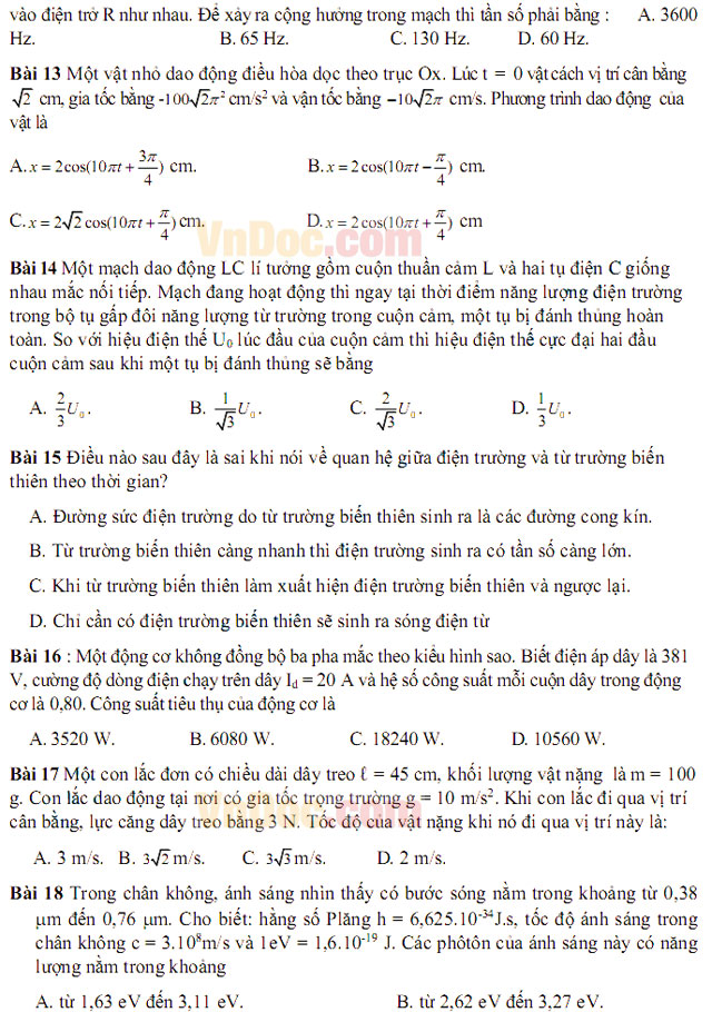 Đề thi thử THPT Quốc gia năm 2017 bài thi Khoa học tự nhiên - Đề số 1
