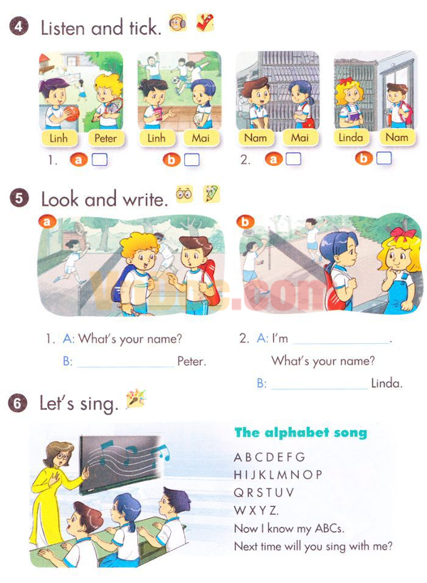 Bài tập tiếng Anh lớp 3 Unit 2 What's Your Name?