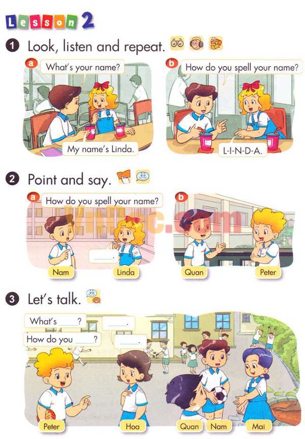 Bài tập tiếng anh lớp 3 (mới) Unit 2: What's your name? 