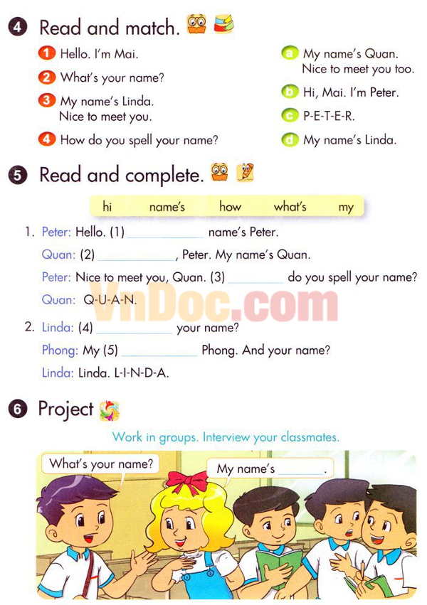 Bài tập tiếng anh lớp 3 (mới) Unit 2