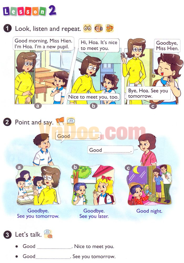 Bài tập Tiếng Anh lớp 4 Unit 1: Nice to see you again