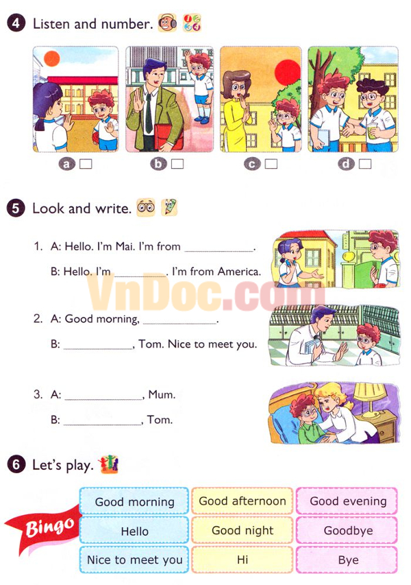 Bài tập Tiếng Anh lớp 4 Chương trình mới Unit 1 Bài tập Tiếng Anh lớp 4