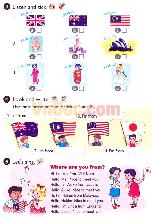 Unit2: I am from Japan Bài tập Tiếng Anh lớp 4 Chương trình mới Unit