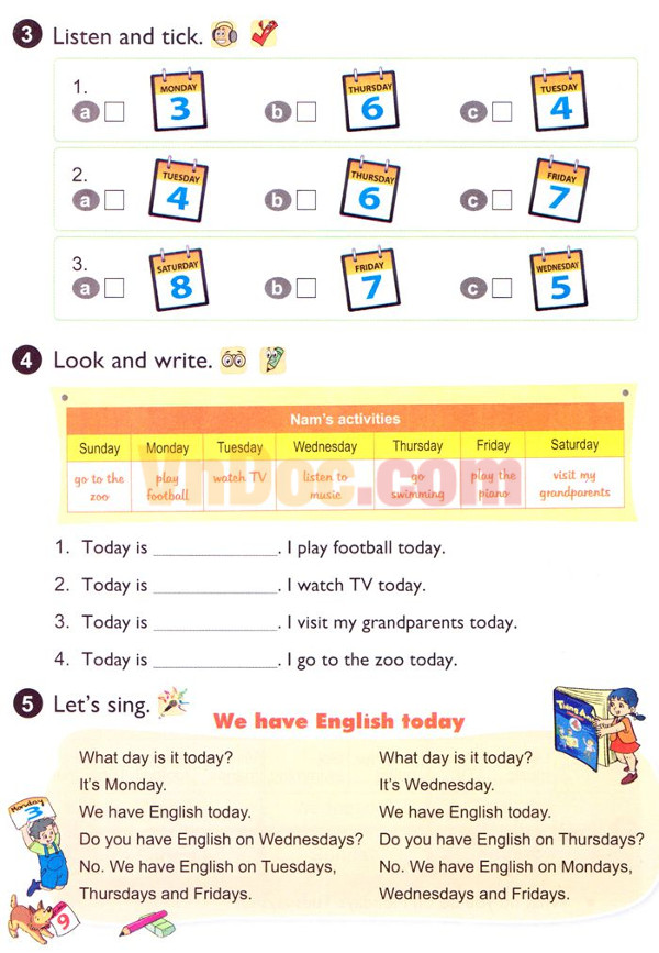 Bài tập Tiếng Anh lớp 4 Chương trình mới Unit 3: