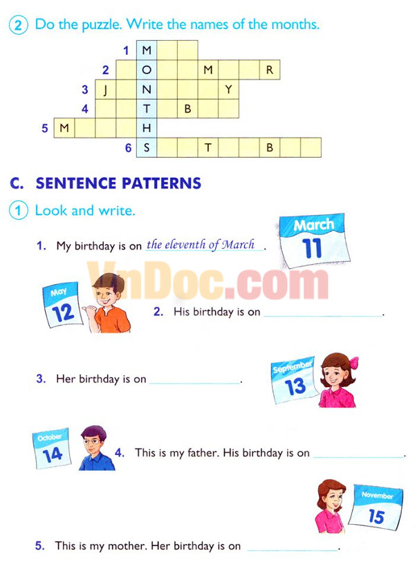 Bài tập Tiếng Anh lớp 4 Unit 4