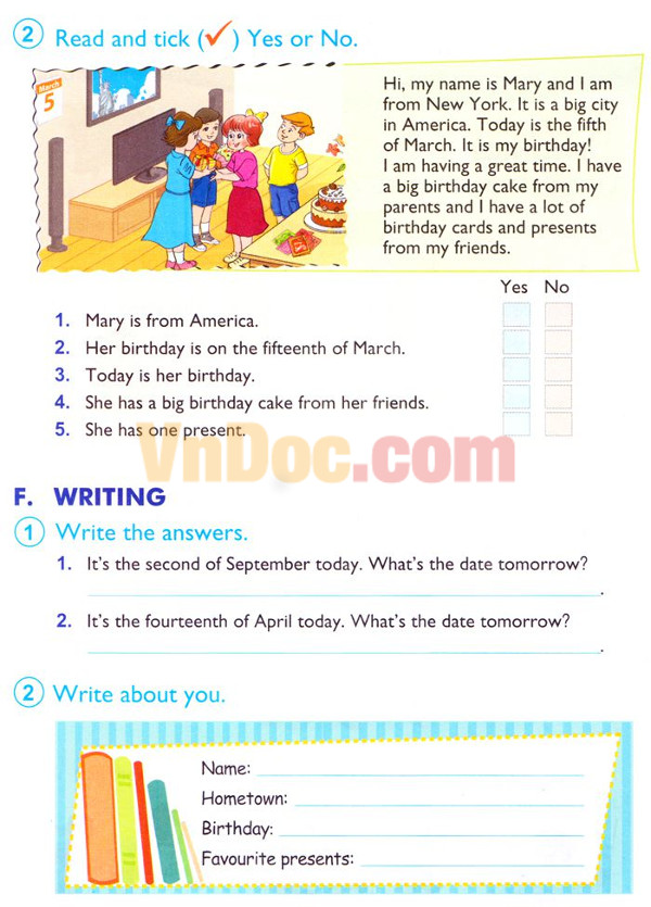 Bài tập Tiếng Anh lớp 4 Chương trình mới