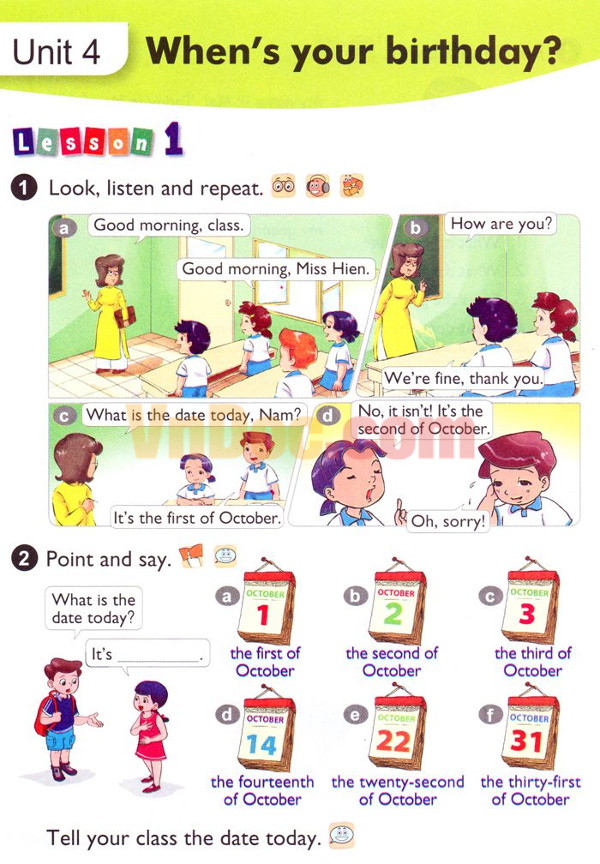 Unit 4: When’s your birthday? Tiếng Anh lớp 4 Chương trình mới Unit 4: When’s your birthday?