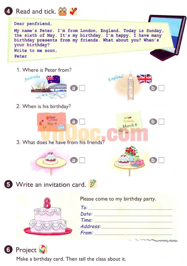 Tiếng Anh lớp 4 Chương trình mới Unit 4: When’s your birthday? Tiếng Anh lớp 4 Chương trình mới
