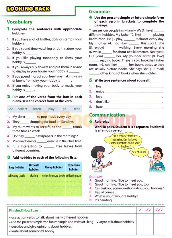 Đề kiểm tra 45 phút lớp 7 Bài tập tiếng anh 7 Unit 1