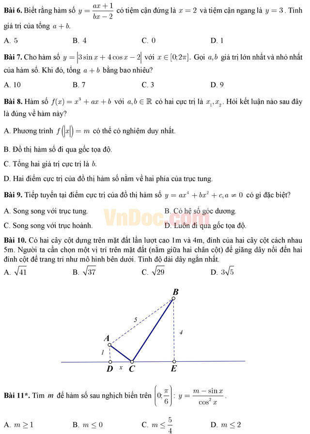 Đề thi thử THPT Quốc gia năm 2017 môn Toán trắc nghiệm - Đề số 4 Đề thi thử THPT Quốc gia năm 2017 môn Toán trắc nghiệm - Đề số 4