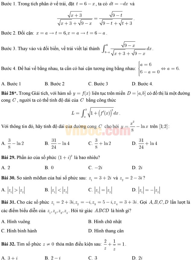 Đề thi thử THPT Quốc gia năm 2017 môn Toán trắc nghiệm - Đề số 4 Đề thi thử THPT Quốc gia năm 2017 môn Toán trắc nghiệm - Đề số 4