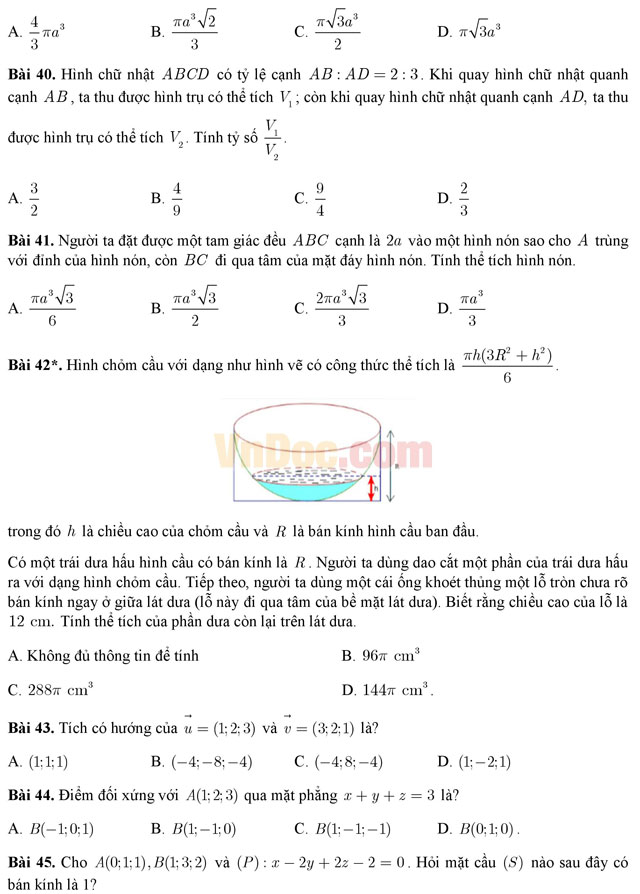 Đề thi thử THPT Quốc gia năm 2017 môn Toán trắc nghiệm - Đề số 4 Đề thi thử THPT Quốc gia năm 2017 môn Toán trắc nghiệm - Đề số 4