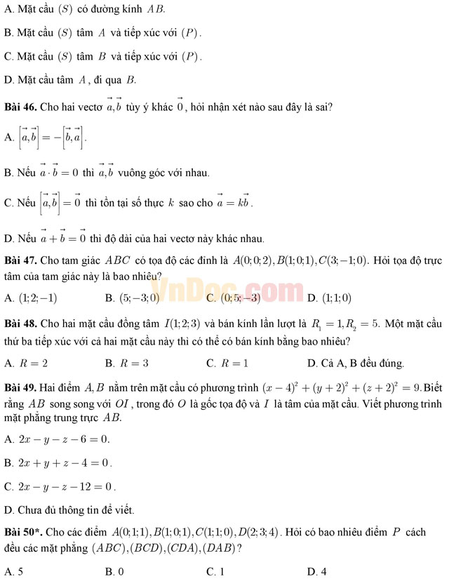 Đề thi thử THPT Quốc gia năm 2017 môn Toán trắc nghiệm - Đề số 4 Đề thi thử THPT Quốc gia năm 2017 môn Toán trắc nghiệm - Đề số 4