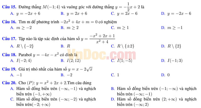 Đề kiểm tra 45 phút học kì 1 môn Toán lớp 12 trường THPT Lục Ngạn số 2, Bắc Giang năm học 2016 - 2017 Đề kiểm tra 45 phút học kì 1 môn Toán lớp 12 có đáp án