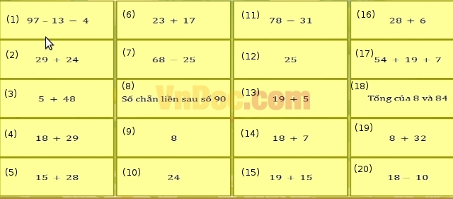 Đề thi Violympic môn toán lớp 2 vòng 4 
