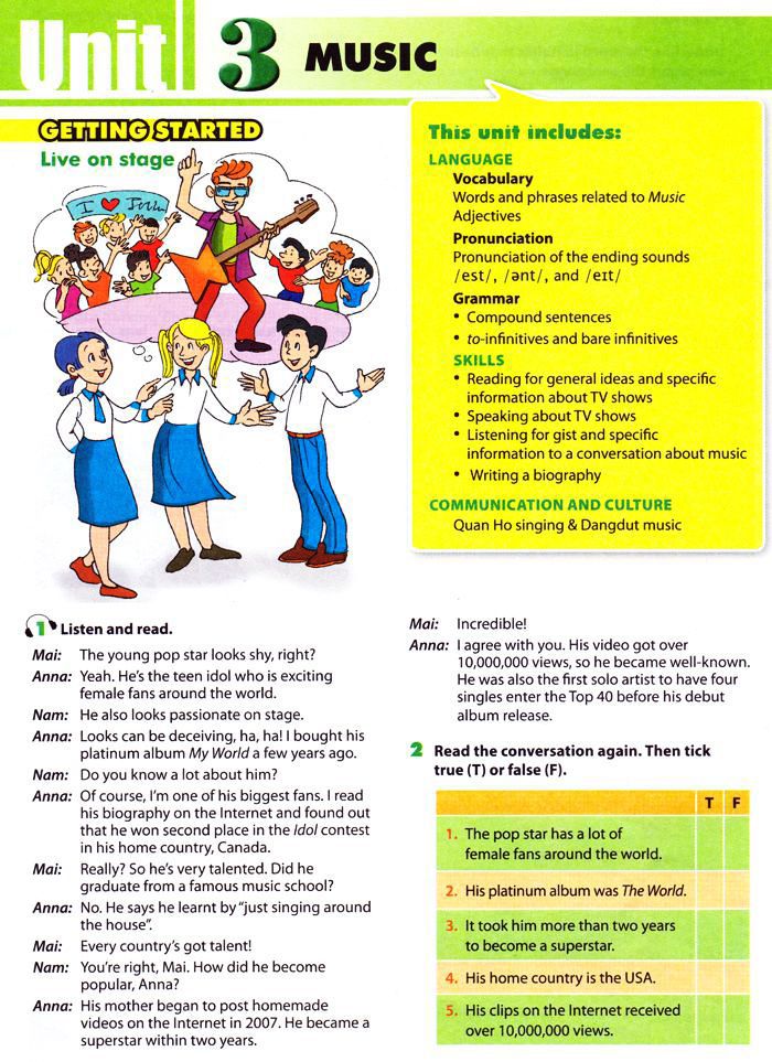 Tiếng Anh lớp 10 Chương trình mới Unit 3: Music