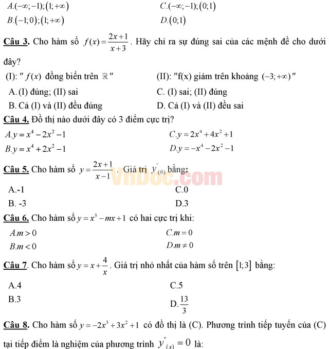 Đề thi giữa học kì 1 môn Toán lớp 12 trường THPT Nguyễn Huệ, Hải Phòng năm học 2016 - 2017