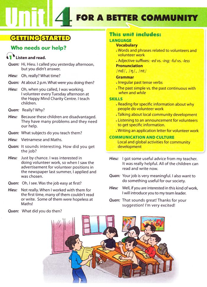 Tiếng Anh lớp 10 Chương trình mới Unit 4: For a Better Community Giáo án Tiếng anh lớp 10