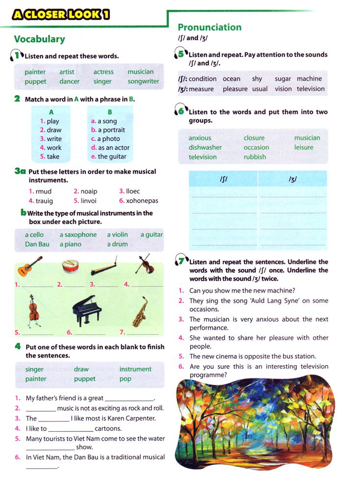 Bài tập tự luận Tiếng Anh lớp 7 Unit 4