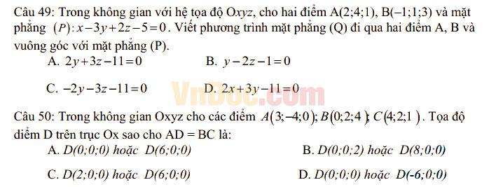 Đề thi thử THPT Quốc gia năm 2017 môn Toán trắc nghiệm có đáp án