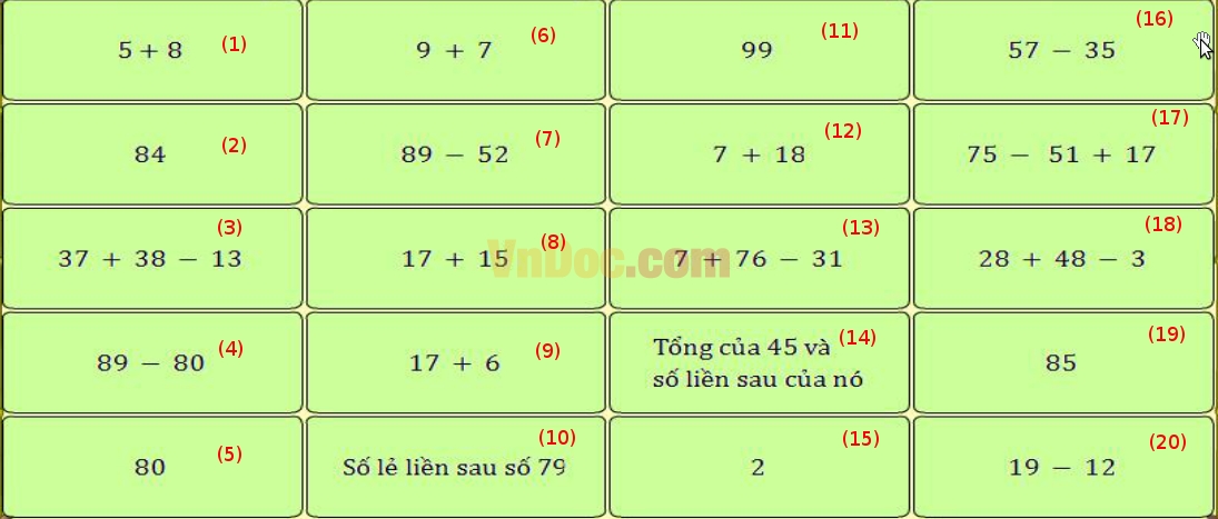 Đề thi Violympic môn Toán lớp 2 vòng 5