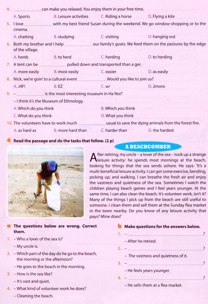 Đề thi môn tiếng anh lớp 8