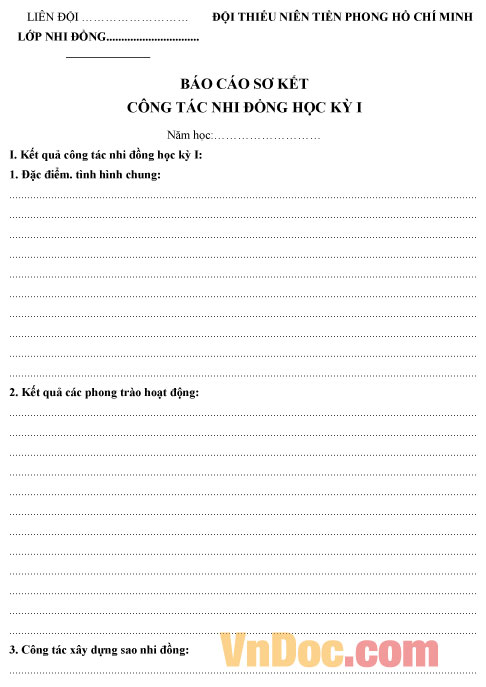 Mẫu sổ sao nhi đồng